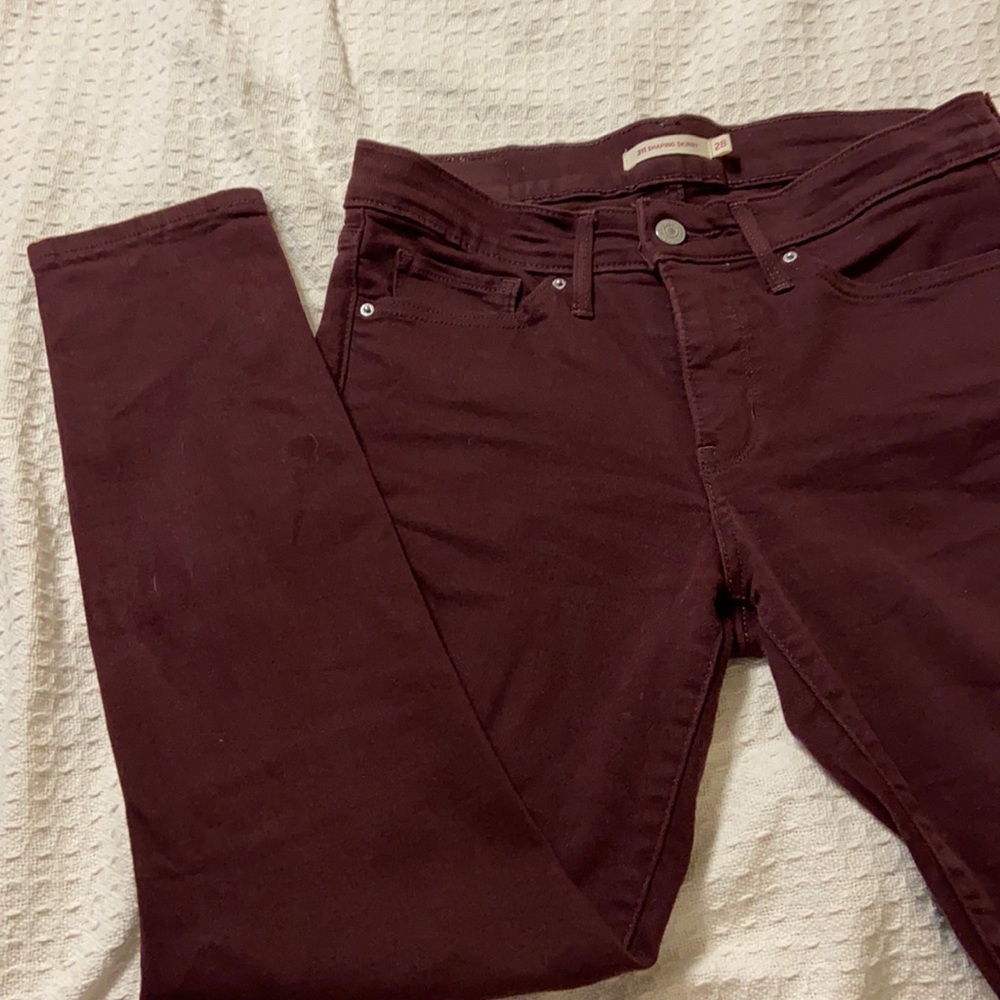 Levi 311 shaping skinny jeans maroon size 28